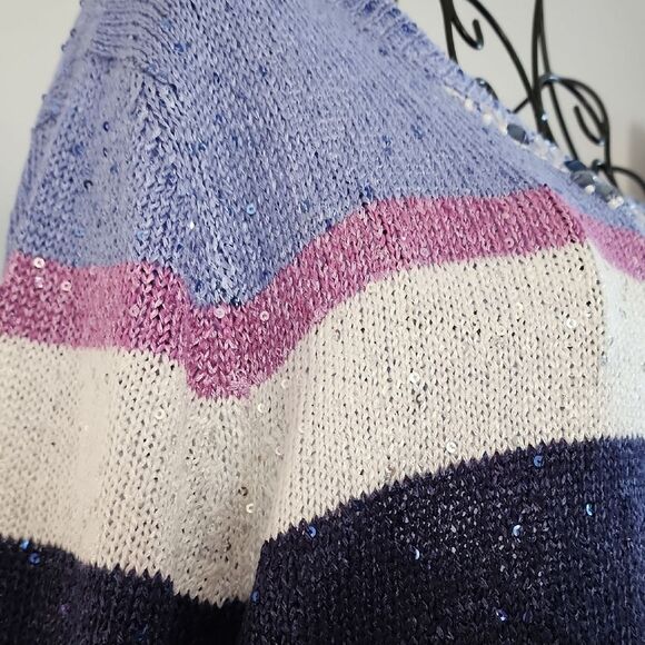 Alfred Dunner Striped Sequin Sweater knitted women size 1X Casual Sophisticated - Picture 5 of 11